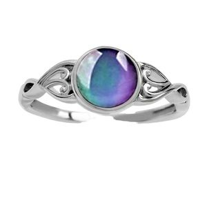 Silver and Bluish Purple Round Gemstone Ring